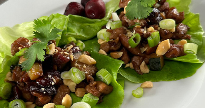 Asian Chicken and Cherry Lettuce Wraps