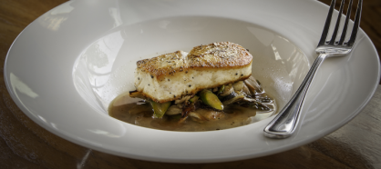 Halibut with Vegetables and Porcini Brodo