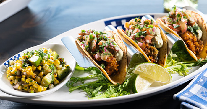 Pan Fried Oyster Tacos with Rhubarb Salsa